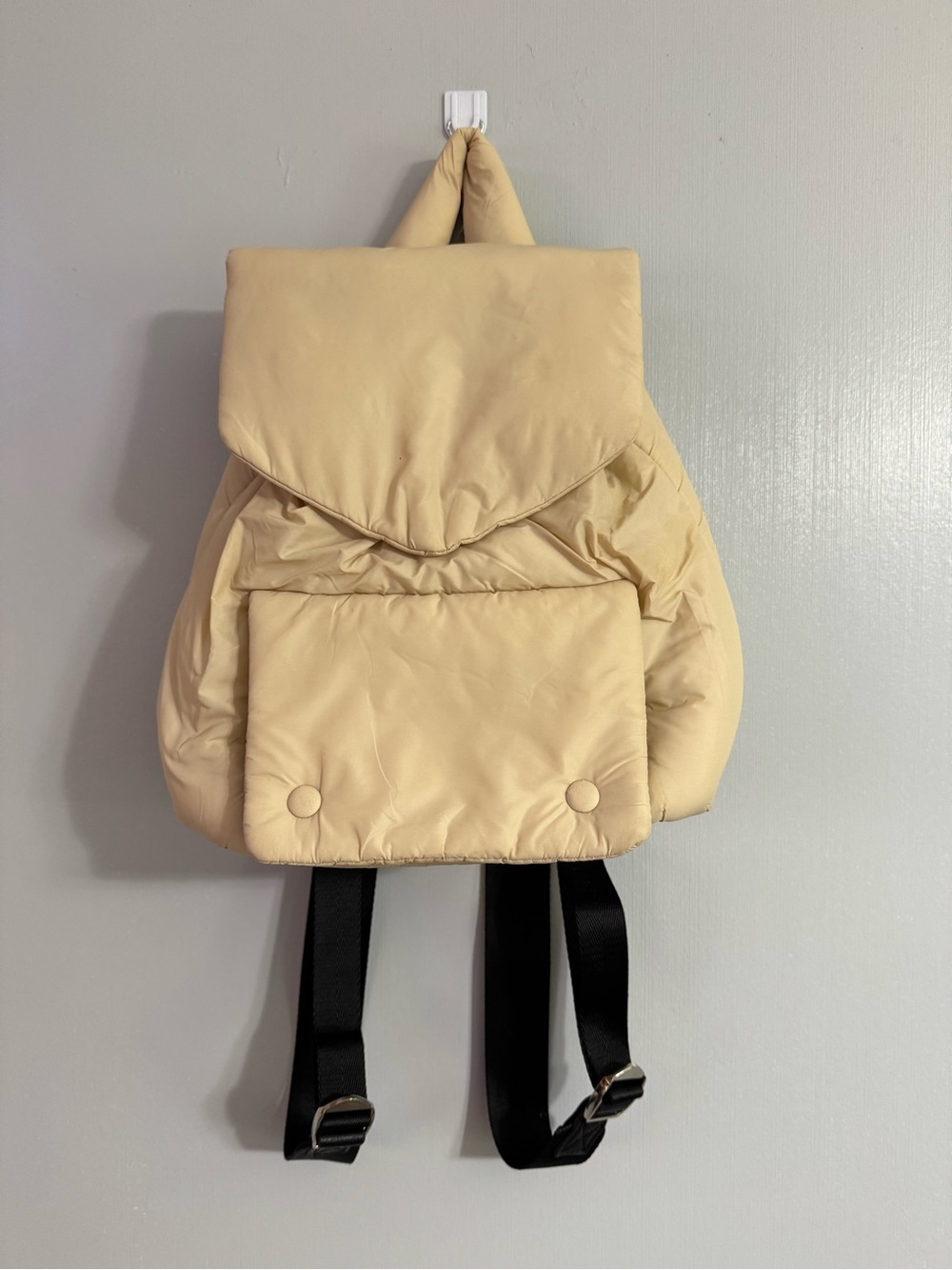 Zara Cream Puffer Small Backpack